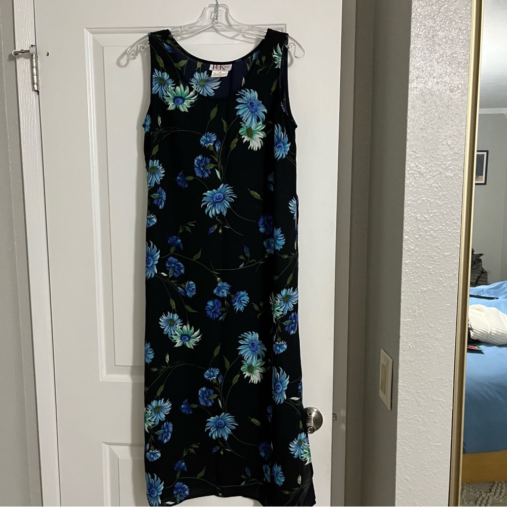 Vintage R&K floral dress with tie, Size 10P